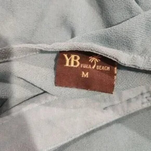 YUKA BEACH cover up beaded front neckline sleeveless aqua size Medium - Picture 4 of 5